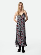 Ristyl Silk Dress - Women’s long black floral-print silk dress.