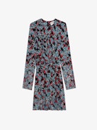 Radar Thunder Diamanté Silk Dress - Women’s short black floral-print silk dress with diamanté embellishment.