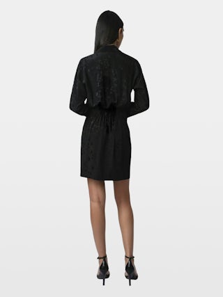 Dress Ravy Silk - Short silk dress in star jacquard.
