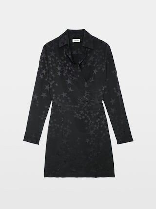 Dress Ravy Silk - Short silk dress in star jacquard.