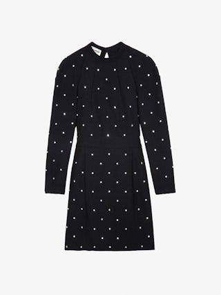 Robe Racia - Robe courte en crêpe à strass, manches ballons.