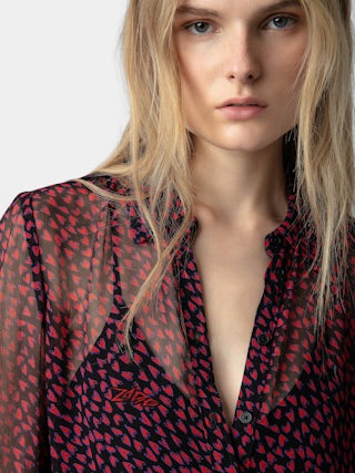 Dress Razyele - Short sheer dress with Crush print.