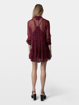 Dress Razyele - Short sheer dress with Crush print.