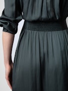 Ritchil Satin Dress - Black satin long dress with 3/4-length sleeves and tie at the waist.