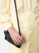 Rhodri Satin Dress - Light yellow satin mini dress with button closure and 3/4-length sleeves.
