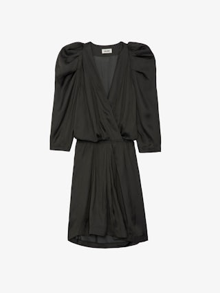 Robe Ruz Satin - Robe courte en satin à manches 3/4 et fronces aux épaules.