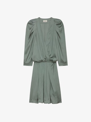 Robe Ruz Satin - Robe courte en satin à fronces et décolleté cache-coeur.