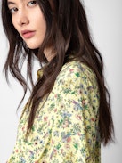 Rinka Dress - Women's yellow floral print dress.