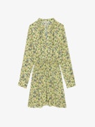Rinka Dress - Women's yellow floral print dress.