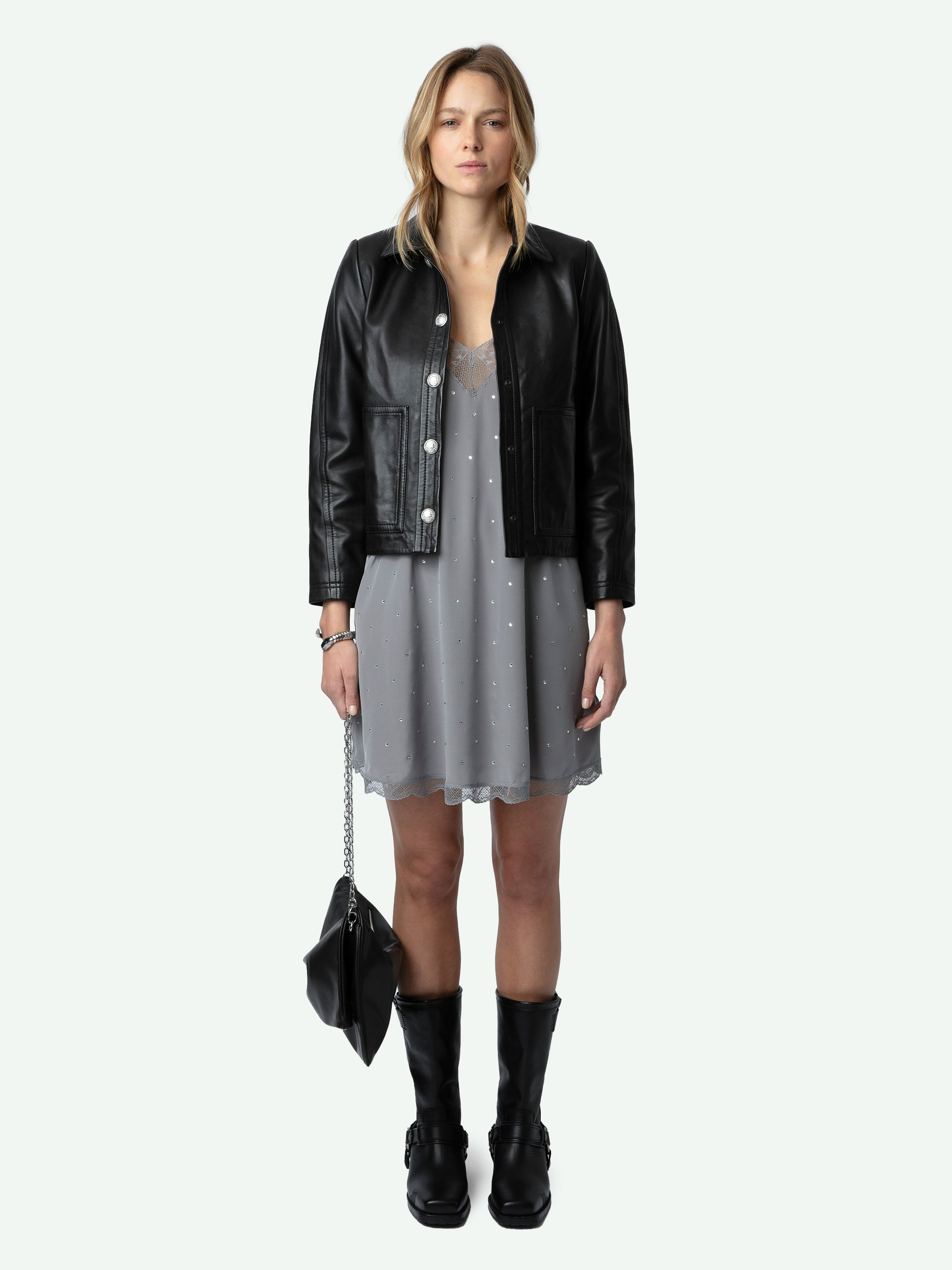 Ristyz Diamante Silk Dress dress grey women | Zadig&Voltaire