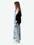 Ristyl Dress - Ecru lingerie-style maxi dress with Garden Flowers floral print, straps and lace trim.