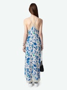 Ristyl Dress - Ecru lingerie-style maxi dress with Garden Flowers floral print, straps and lace trim.