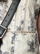 Renaid Dress - Long lingerie-inspired dress in printed cotton with lace inserts and button-front closure.
