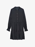 kleid Randy Satin - Kurzes Kleid aus japanischem Satin, lange Ärmel und Knopfkragen.