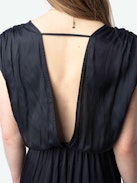 Vestido Ritmic Satén - Vestido midi drapeado de satén sin mangas.