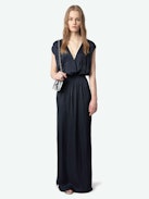 Vestido Ritmic Satén - Vestido midi drapeado de satén sin mangas.