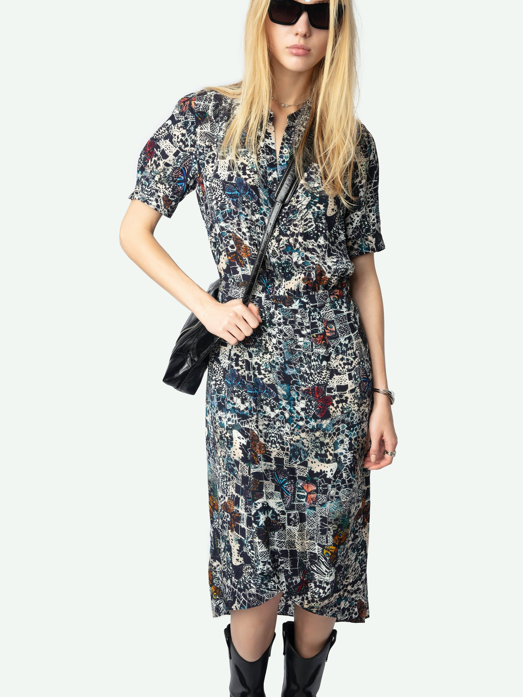 Mid-Length Dress Ink Butterfly Print | Zadig&Voltaire