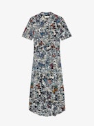 Rimaz Dress - Asymmetric wrap mid-length dress in printed viscose, short sleeves and buttoned neckline.