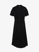Rimaz Dress - Mid-length asymmetrical dress in rhinestone viscose, short sleeves, wrap skirt and buttoned neckline.