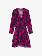 Robe Rogers Soie - Robe courte en soie noire, manches 7/8 et jupe asymétrique drapée.
