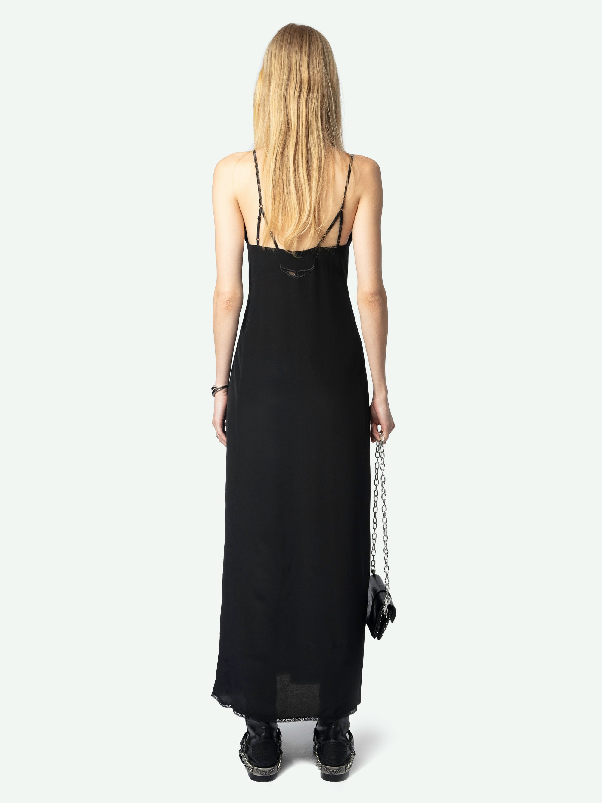 Long Black Silk Dress with Lace | Zadig&Voltaire