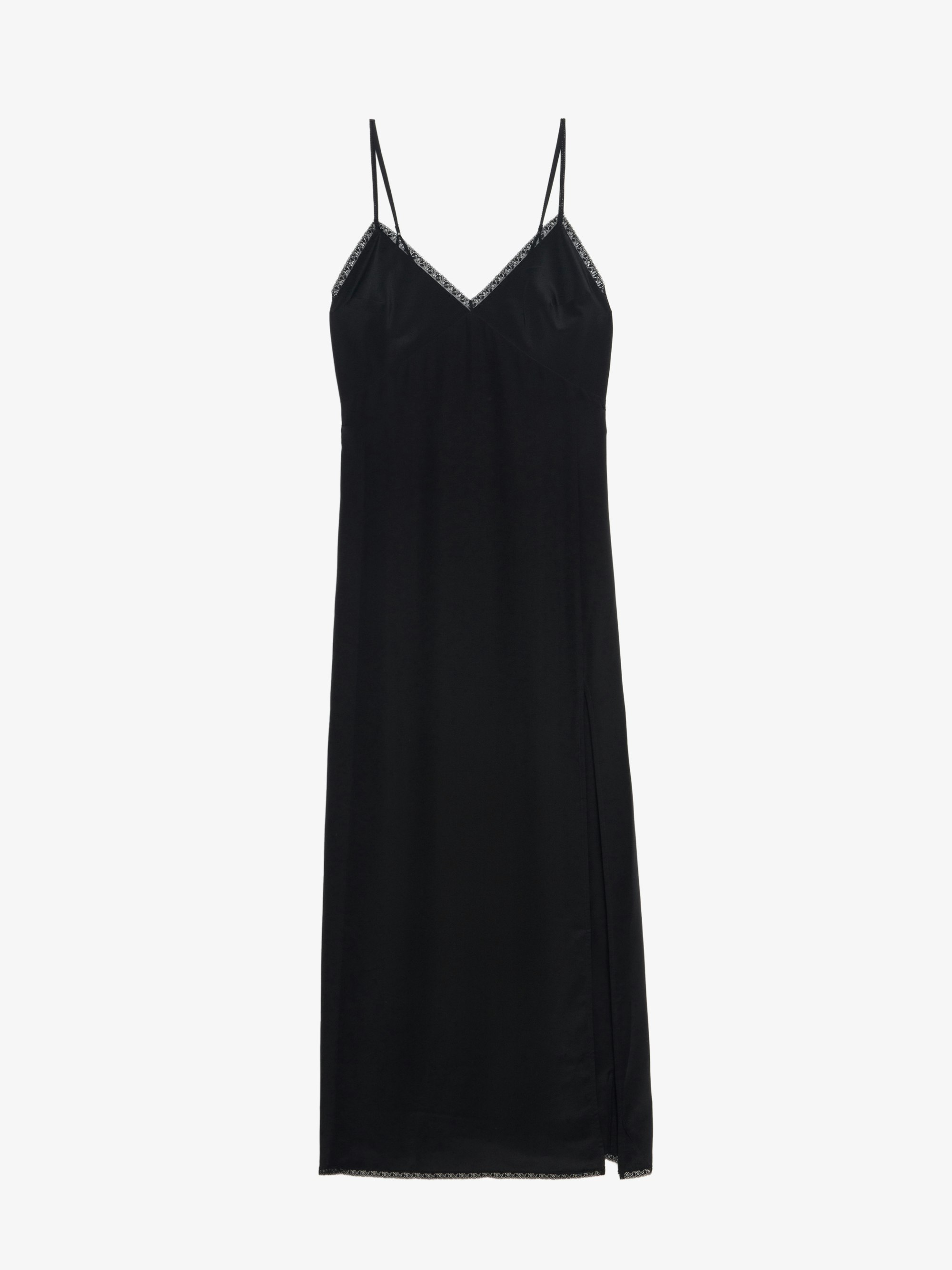 Long Black Silk Dress with Lace | Zadig&Voltaire