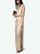 Ritmic Satin Dress - Sleeveless mid-length draped satin dress.