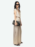Ritmic Satin Dress - Sleeveless mid-length draped satin dress.