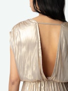 Ritmic Satin Dress - Sleeveless mid-length draped satin dress.