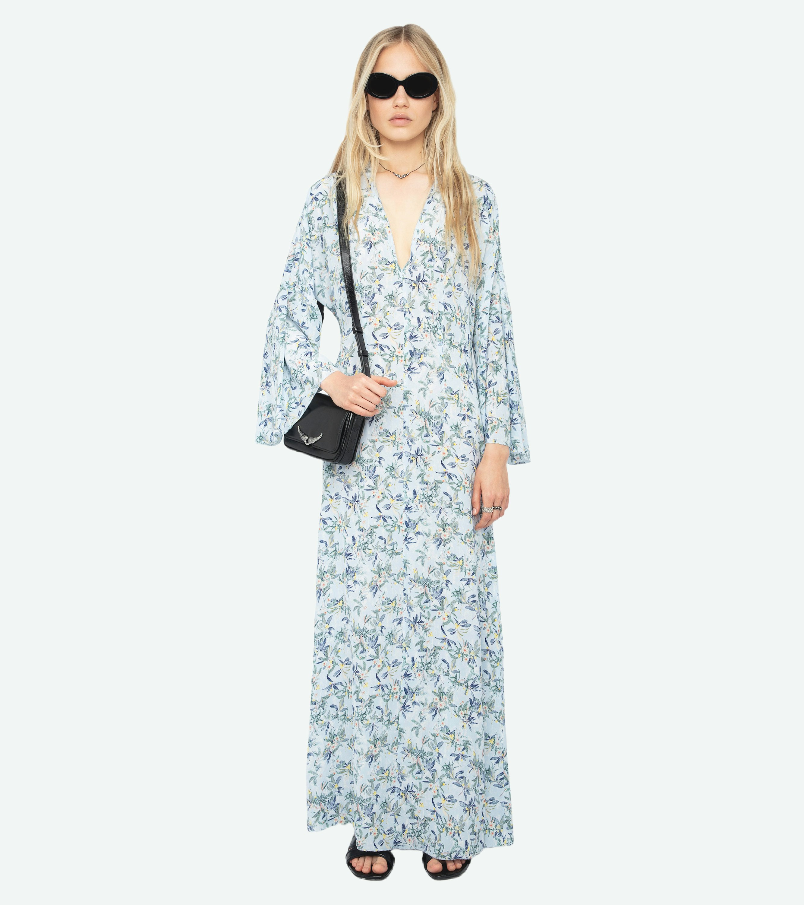 Rasato Dress - Long printed viscose dress, long sleeves.