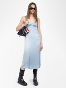 Robe Rialta Satin - Robe en viscose satin esprit lingerie, décolleté dos, et dentelle française.