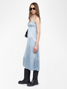 Robe Rialta Satin - Robe en viscose satin esprit lingerie, décolleté dos, et dentelle française.