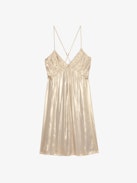Robe Rayonna Satin - Robe courte plissée esprit lingerie en satin, et bretelles croisées ajustables.