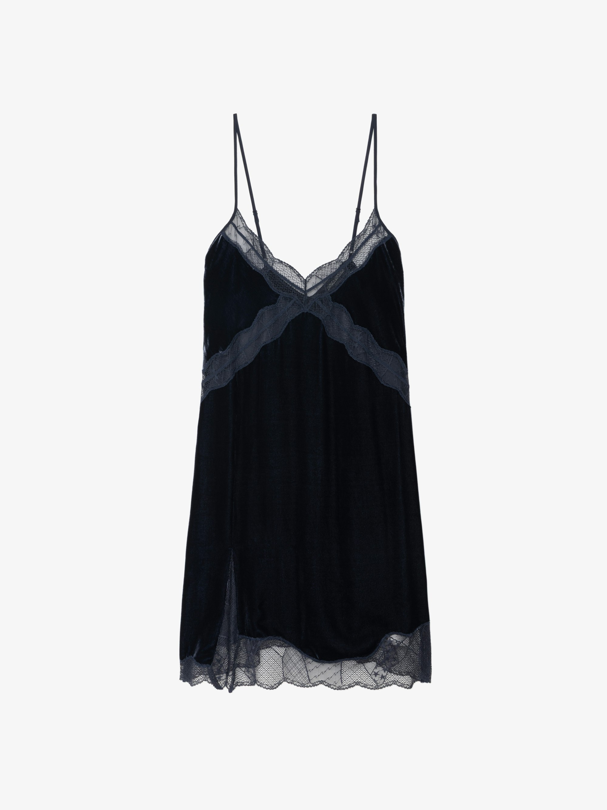 Short Velvet Navy Dress with Lace | Zadig&Voltaire