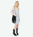 Rimatis Dress - Short printed viscose dress, sleeveless, cord with wings and removable belt.