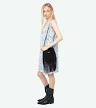 Rimatis Dress - Short printed viscose dress, sleeveless, cord with wings and removable belt.