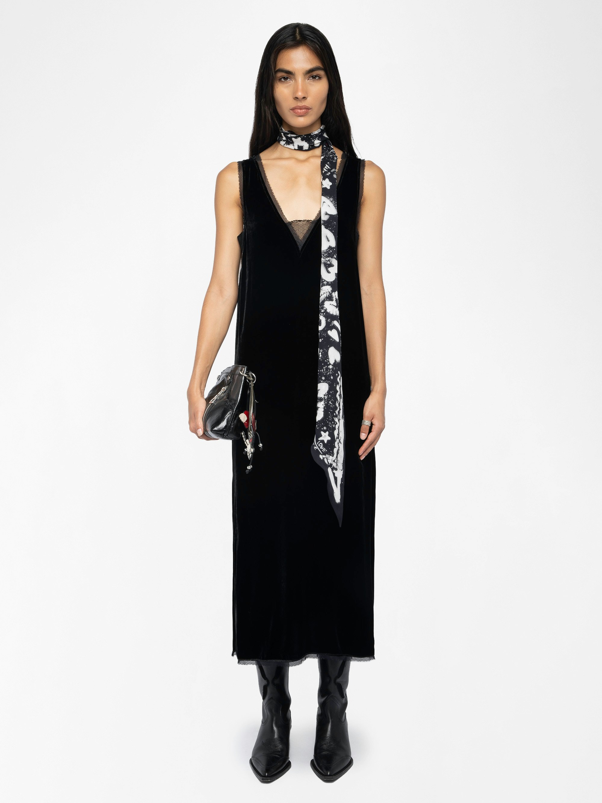 ANDRESD アンドレスド drape velour dress BLACK ANDRESD/drape velour dress/black/sサイズ drape velour dress