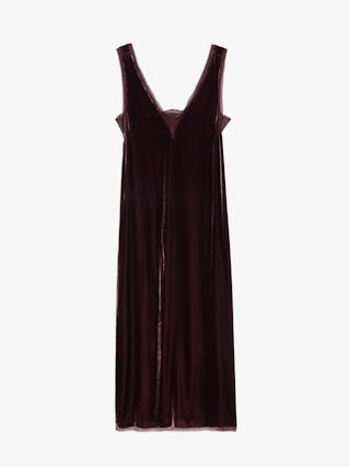Renzo Velvet Dress - Long dress in plain velvet, lingerie spirit with French lace.