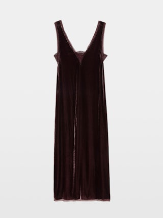 Renzo Velvet Dress - Long dress in plain velvet, lingerie spirit with French lace.