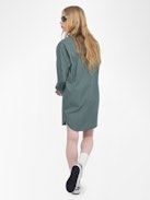 Abito Rorning - Abito camicia in popeline a righe con polsini ricamati.