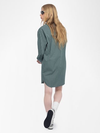 Rorning Dress - Striped poplin shirt dress with embroidered cuffs.