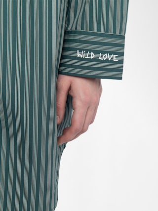 Rorning Dress - Striped poplin shirt dress with embroidered cuffs.