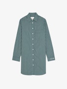 Abito Rorning - Abito camicia in popeline a righe con polsini ricamati.