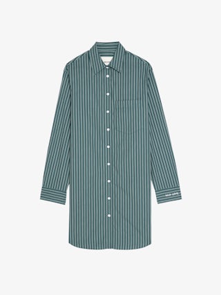 Rorning Dress - Striped poplin shirt dress with embroidered cuffs.