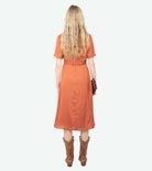 Rhodral Satin Dress - Mid-length dress in ZV jacquard satin, short sleeves and buttoned neckline.