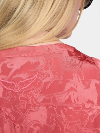 Ramasco Dress 100% Silk - Short lingerie-inspired dress in jacquard silk, with French lace, long sleeves and wing embroidery on the back.