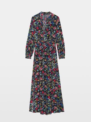 Rayado Dress - Long dress in printed viscose, elasticated waist and long sleeves.