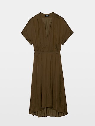 Riaz Dress - Mid-length dress in Japanese satin, short sleeves and elastic waist.