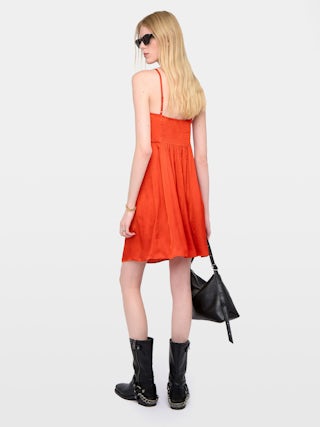 Dress Rippies Satin - Short Japanese satin dress with adjustable straps and a pleated bodice.