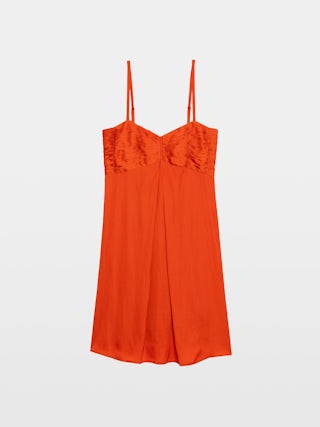 Dress Rippies Satin - Short Japanese satin dress with adjustable straps and a pleated bodice.